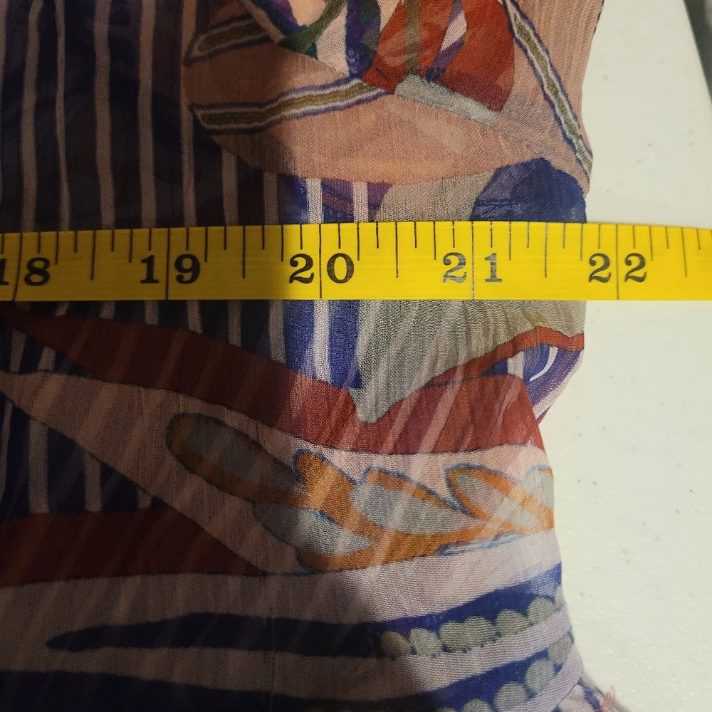 Soft Surroundings Tory Tunic Boho Floral Stripe Print Top Tassel Sheer Sz Large - Picture 6 of 15